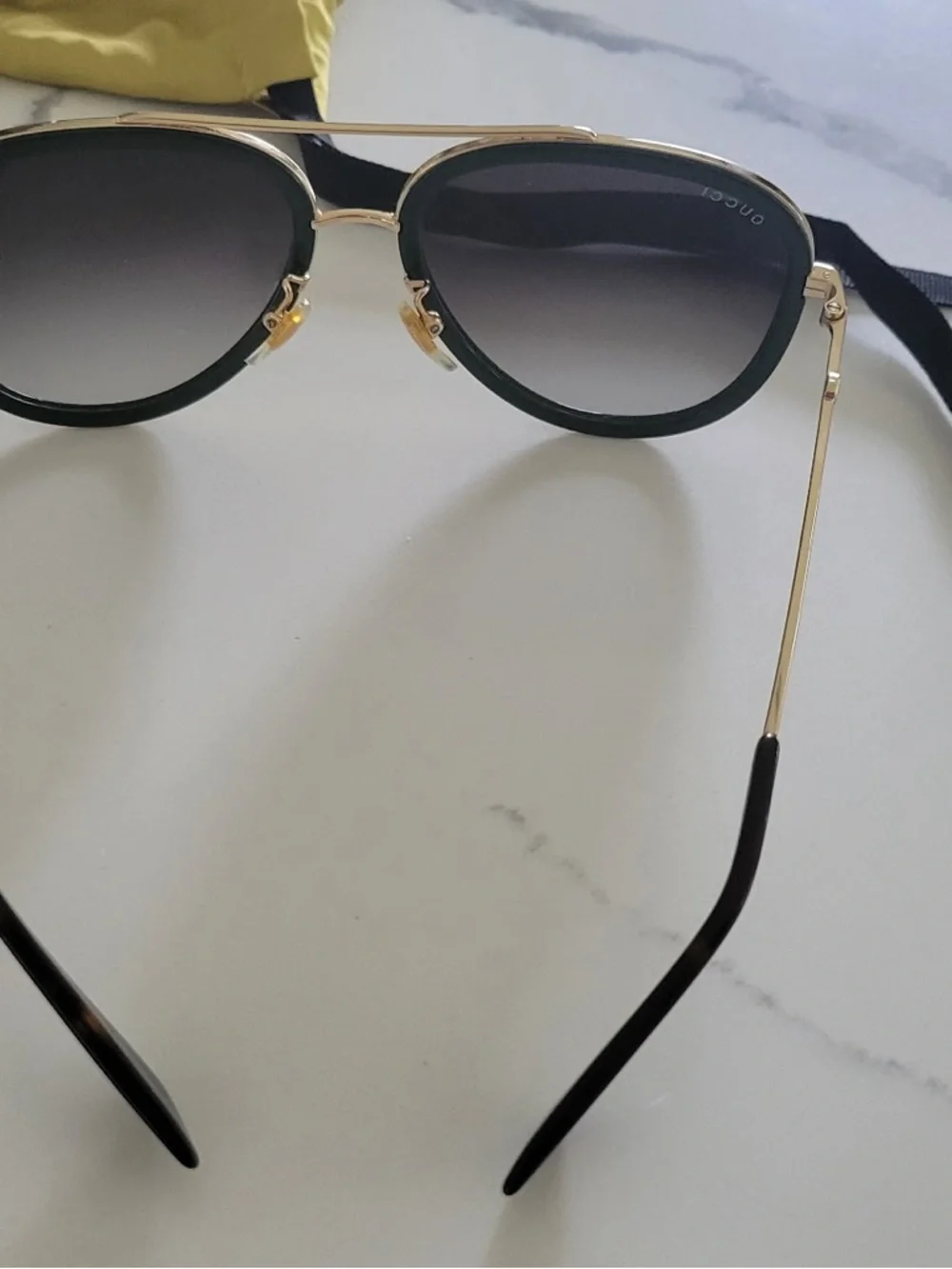 Gucci Green and Red Aviator Sunglasses with Gold Accents